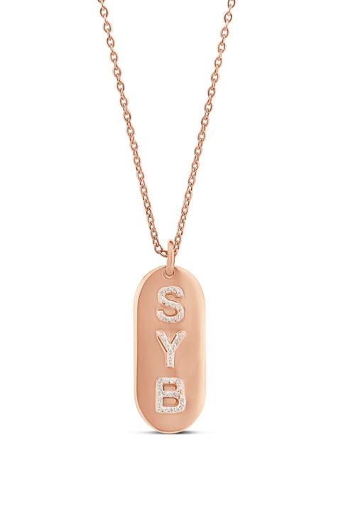 Pavé Cubic Zirconia Name Tag Pendant Necklace
