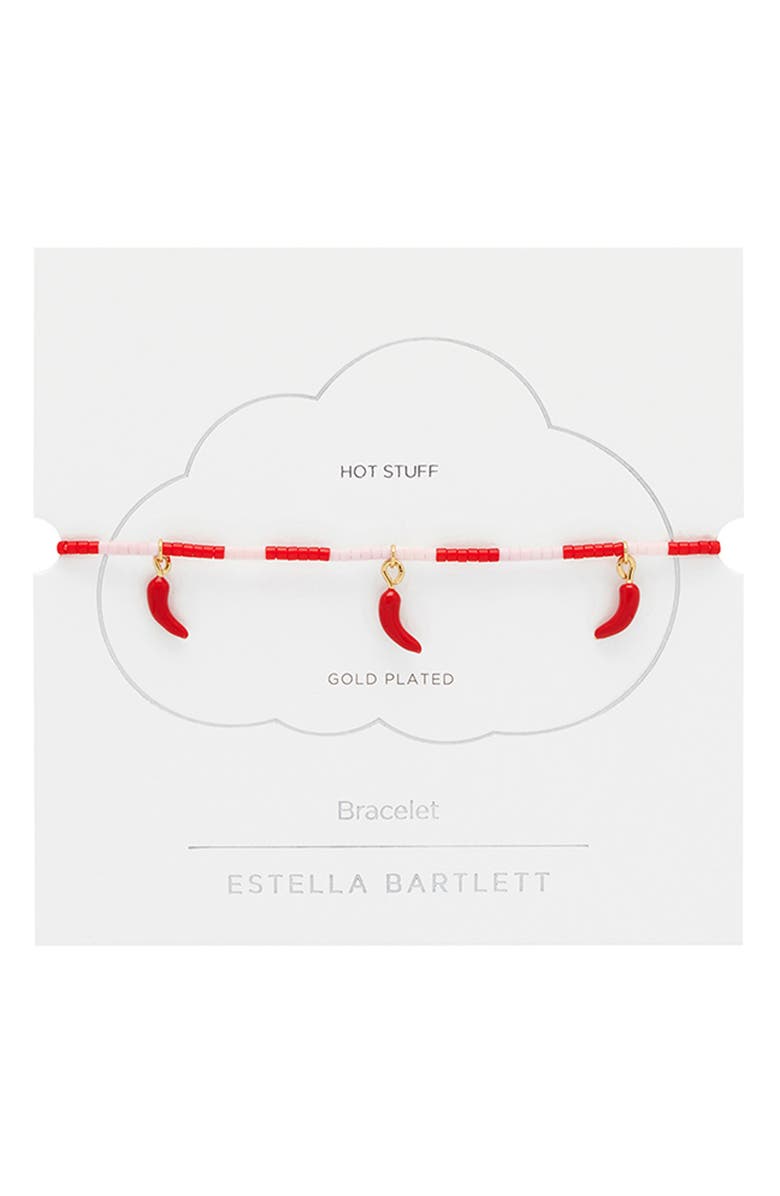 Estella Bartlett Red Chili Slide Bracelet, Main, color, Gold