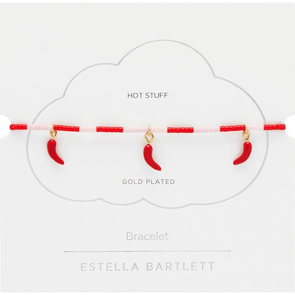 Estella Bartlett Red Chili Slide Bracelet In Gold