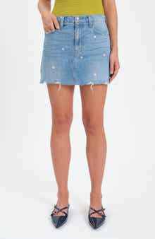 DAZE Malibu Distressed Cutoff Denim Miniskirt