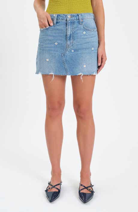 DAZE Malibu Distressed Cutoff Denim Miniskirt