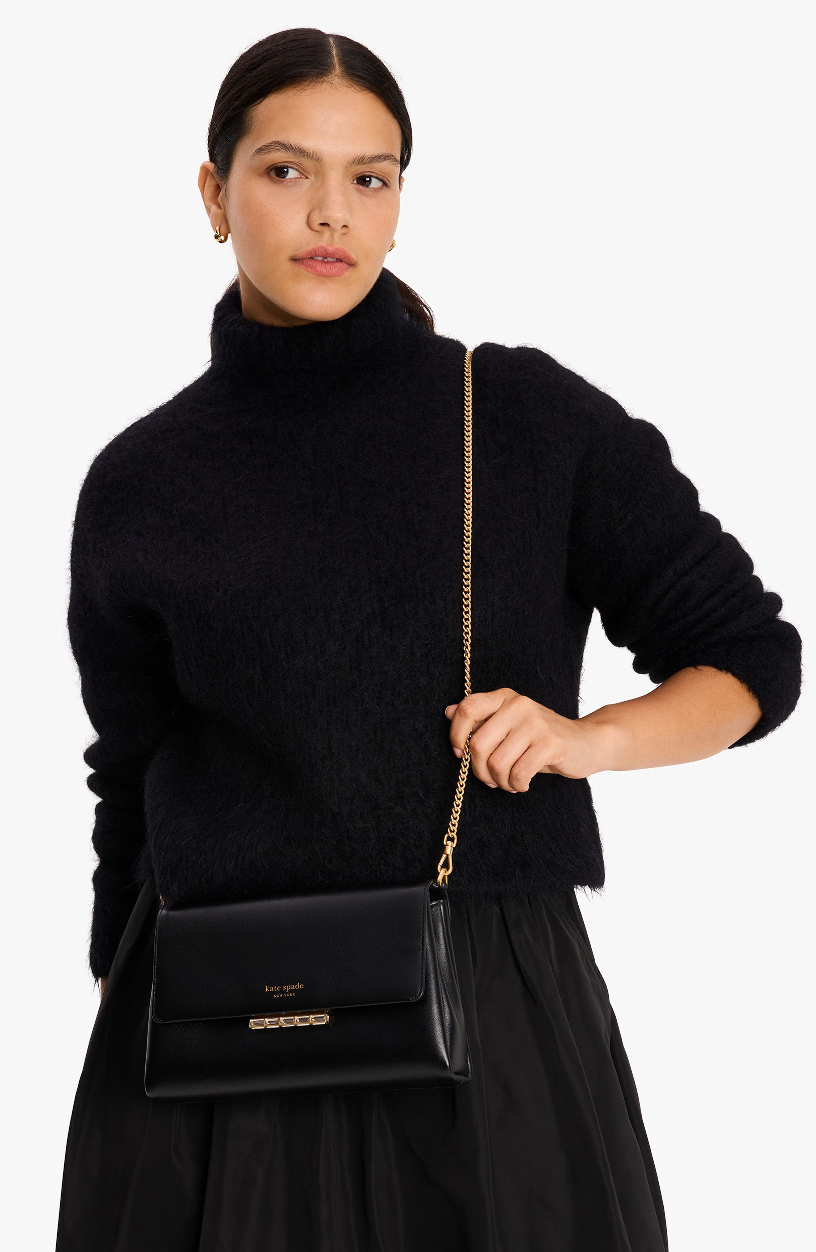 Kate Spade New York grace embellished lock leather crossbody bag, Alternate, color, 