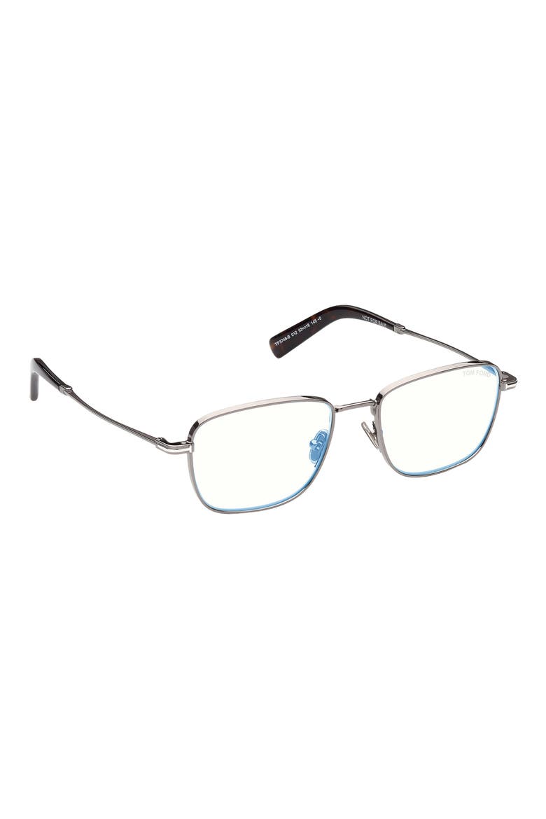 55mm Square Blue Light Blocking Optical Glasses, Alternate, color, SHINY DARK RUTHENIUM