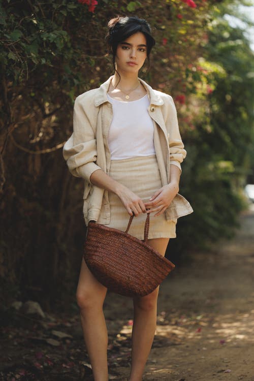 Vir Vita Ines Linen Mini Skirt In Brown
