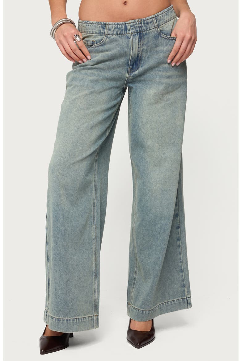 Saffie Low Rise No Waistband Wide Leg Jeans, Main, color, BLUE-VINTAGE-WASHED