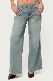 EDIKTED Saffie Low Rise No Waistband Wide Leg Jeans