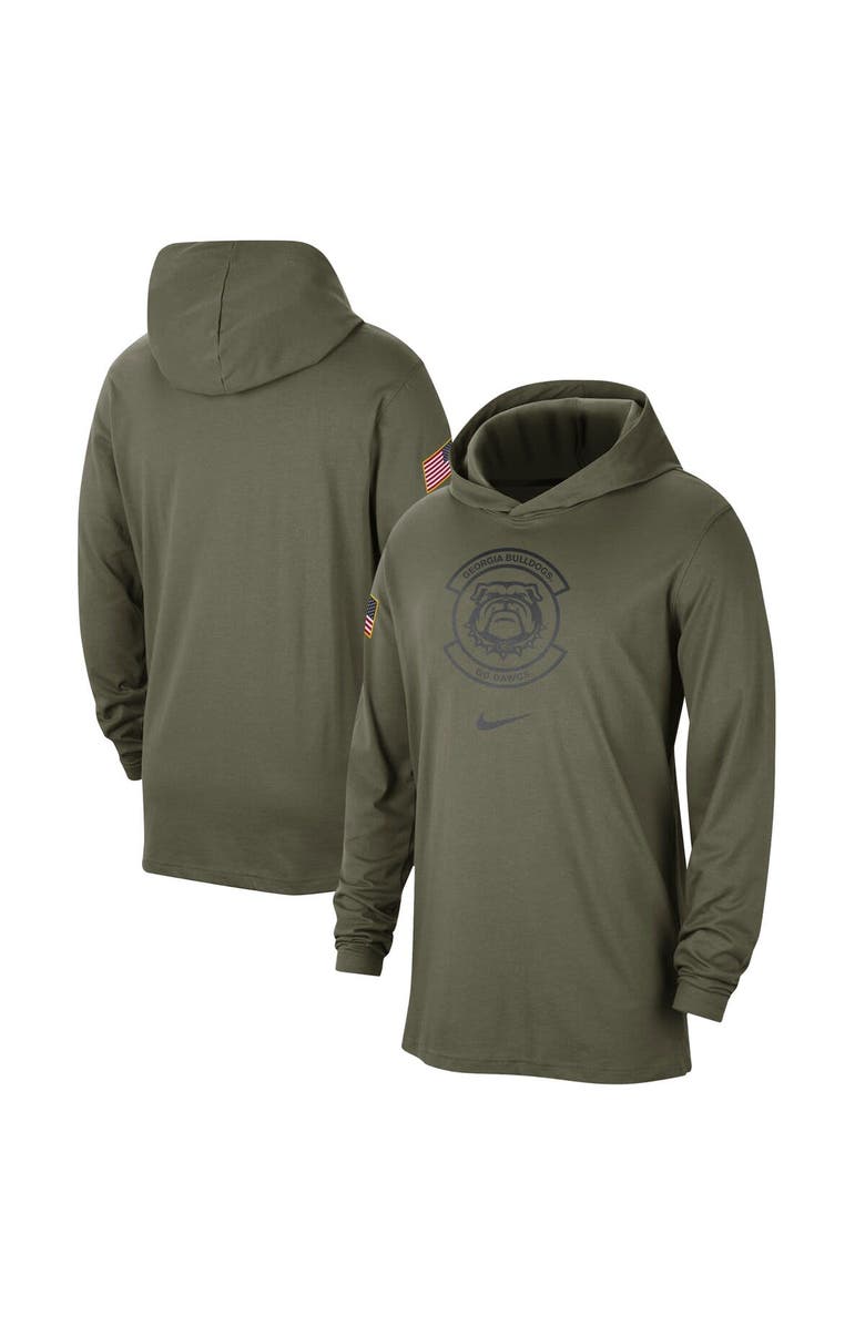 Nike Men's Nike Olive Georgia Bulldogs Military Pack Long Sleeve Hoodie T-Shirt, Alternate, color,