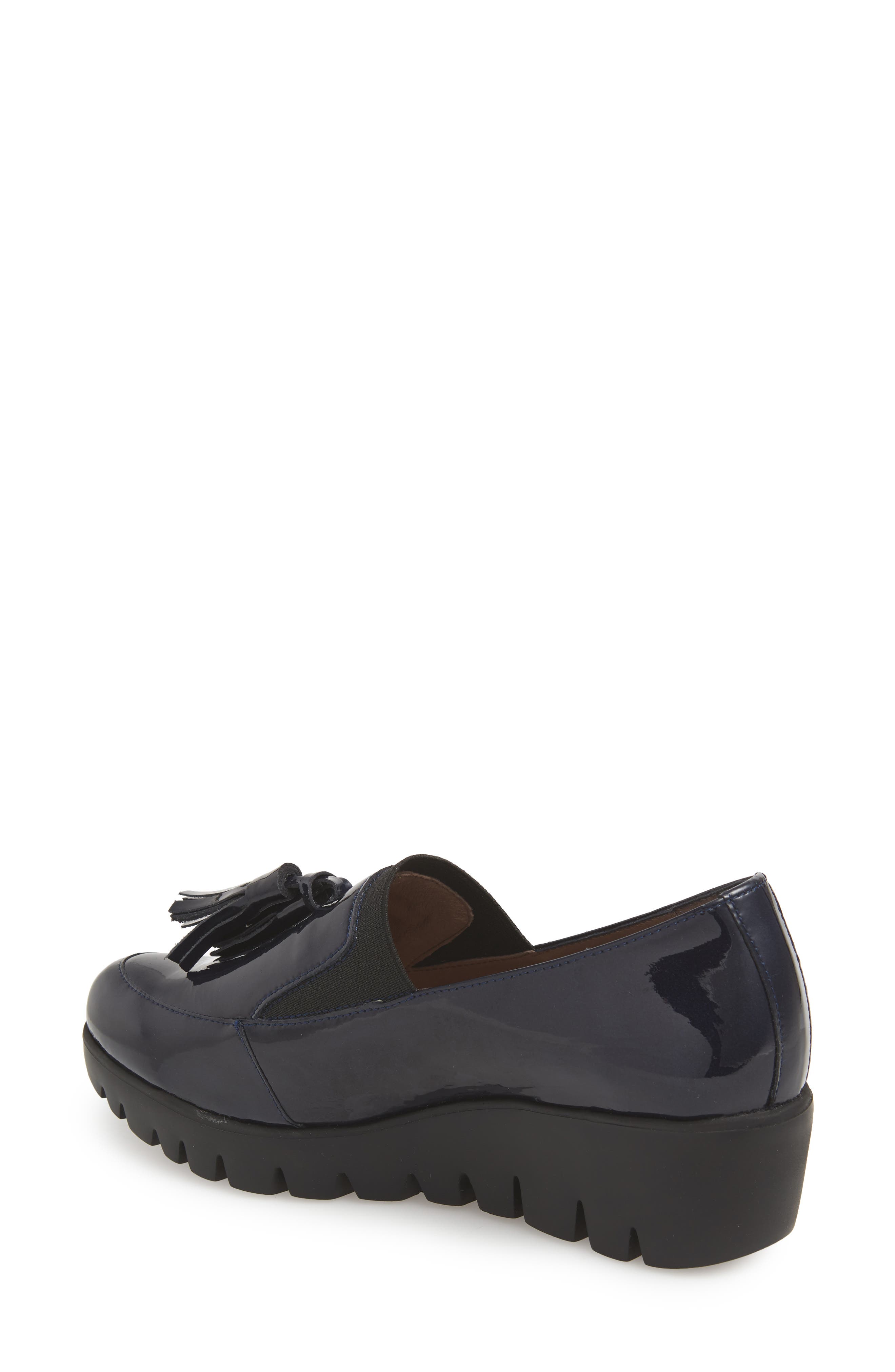 Wonders Talla Loafer Wedge, Alternate, color, Navy Patent Leather