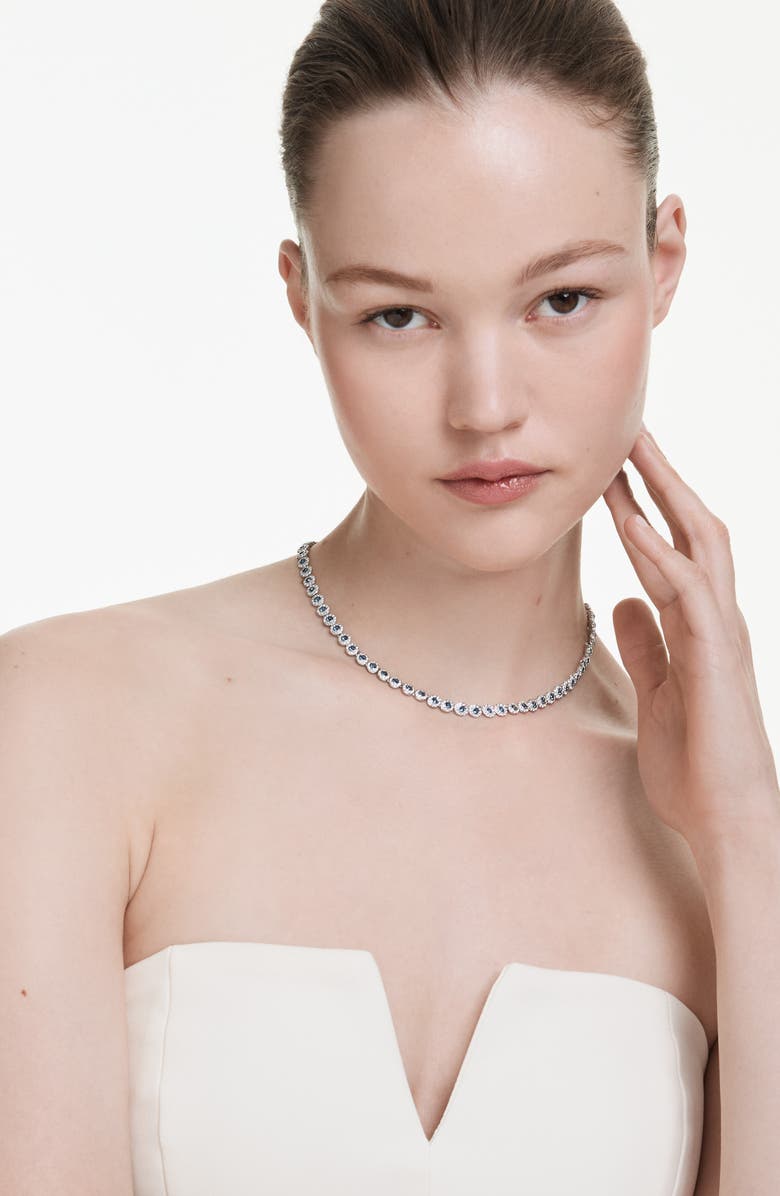 Swarovski Una Angelic Tennis Necklace, Alternate, color, Blue/ Silver