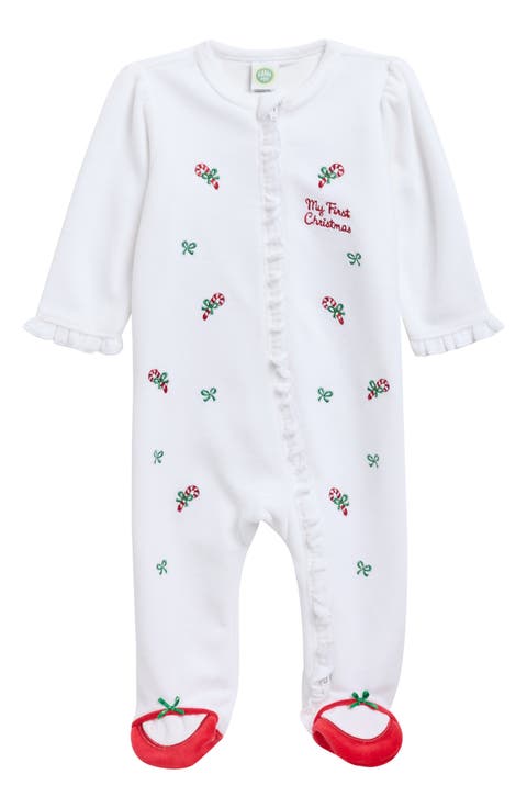 Velour Candy Cane Footie (Baby)