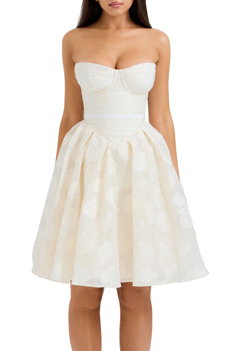Saige Strapless Minidress, Alternate, color, CREAM