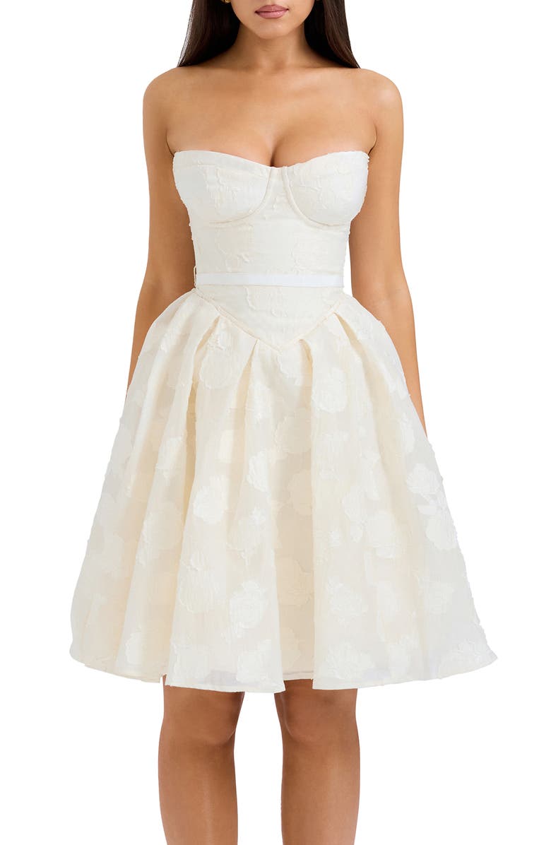 HOUSE OF CB Saige Strapless Minidress, Alternate, color, Cream