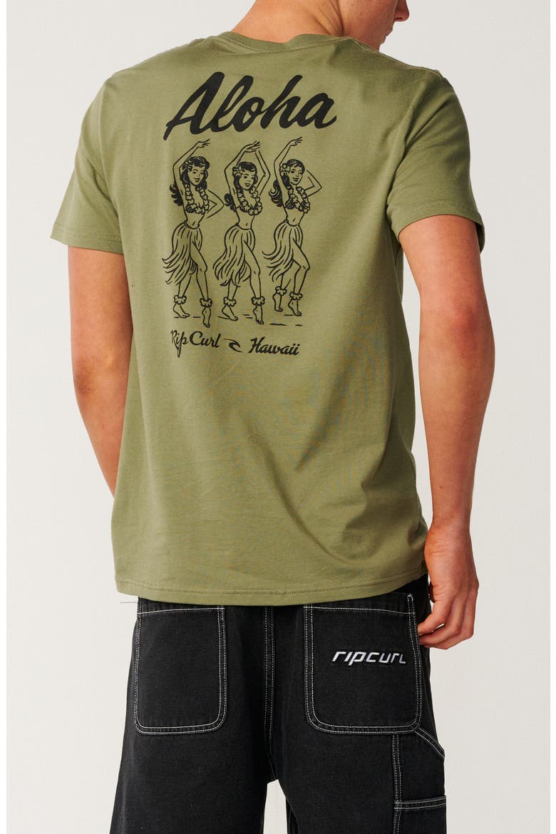 Hawaii Hula Cotton Graphic T-Shirt, Alternate, color, DARK OLIVE