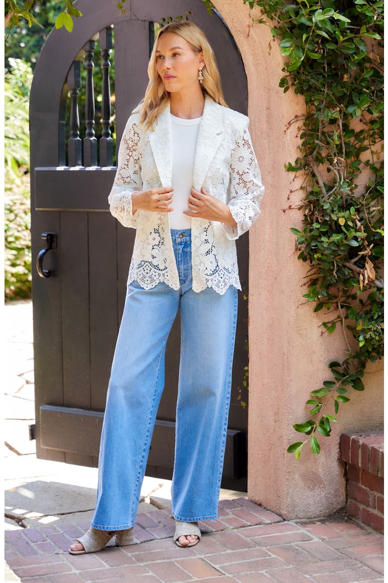 Scallop Trim Lace Blazer, Alternate, color, OFF WHITE