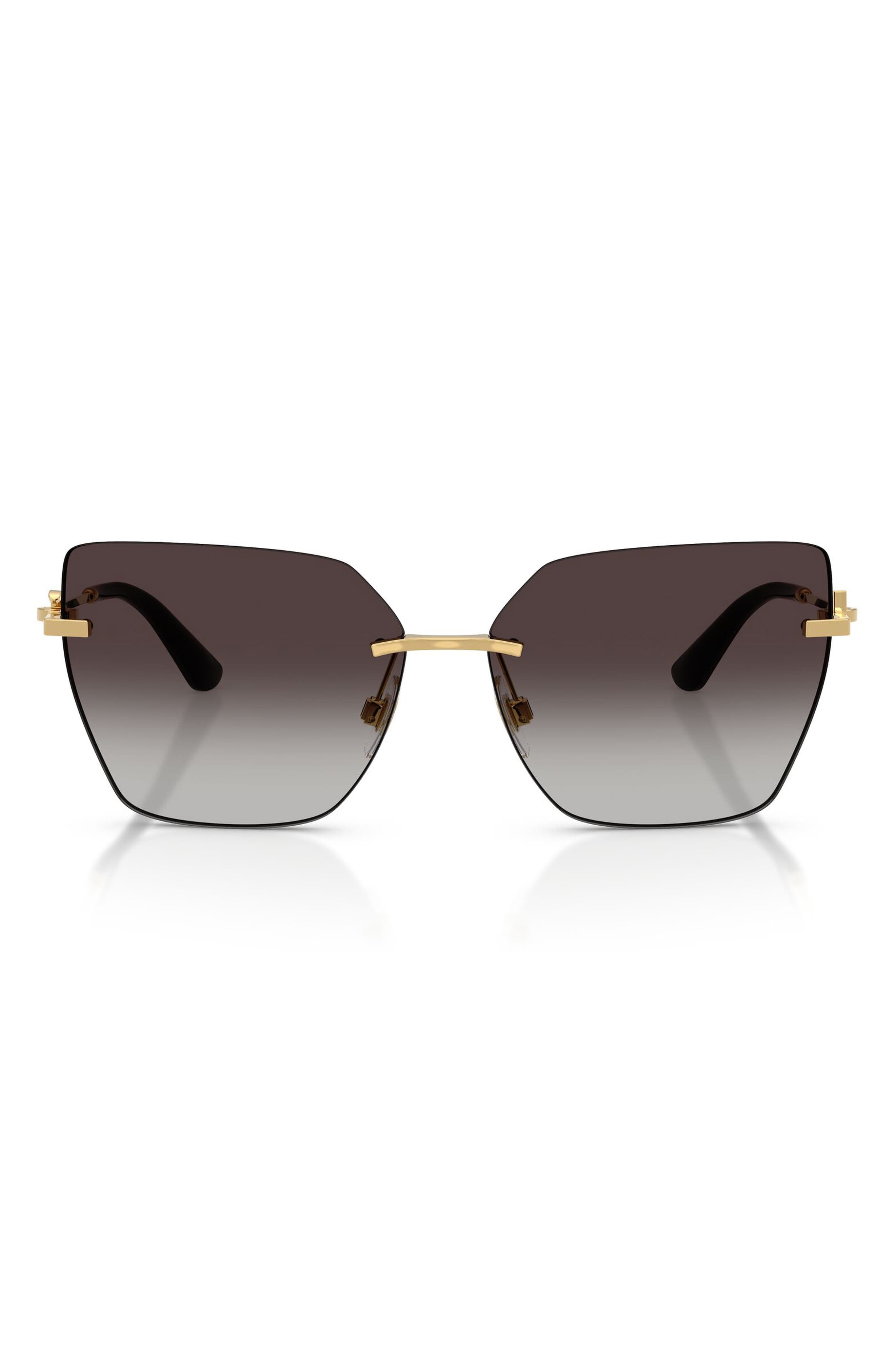 Dolce&Gabbana 62mm Oversize Gradient Cat Eye Sunglasses - Gold / Grey Gradient