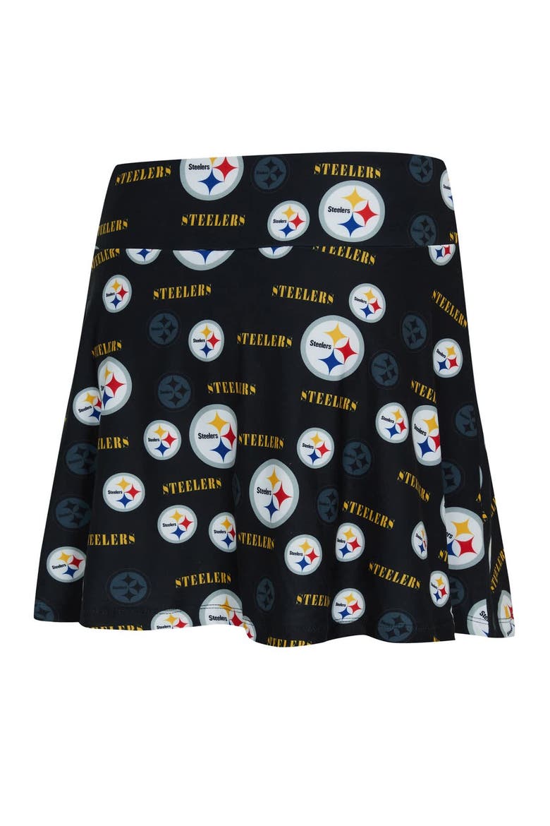 Women's Concepts Sport Black Pittsburgh Steelers Mosaic Allover Print Skort, Alternate, color, Black