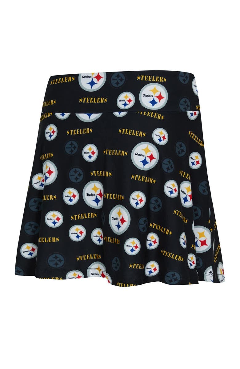 CONCEPTS SPORT Women's Concepts Sport Black Pittsburgh Steelers Mosaic Allover Print Skort, Alternate, color, Black