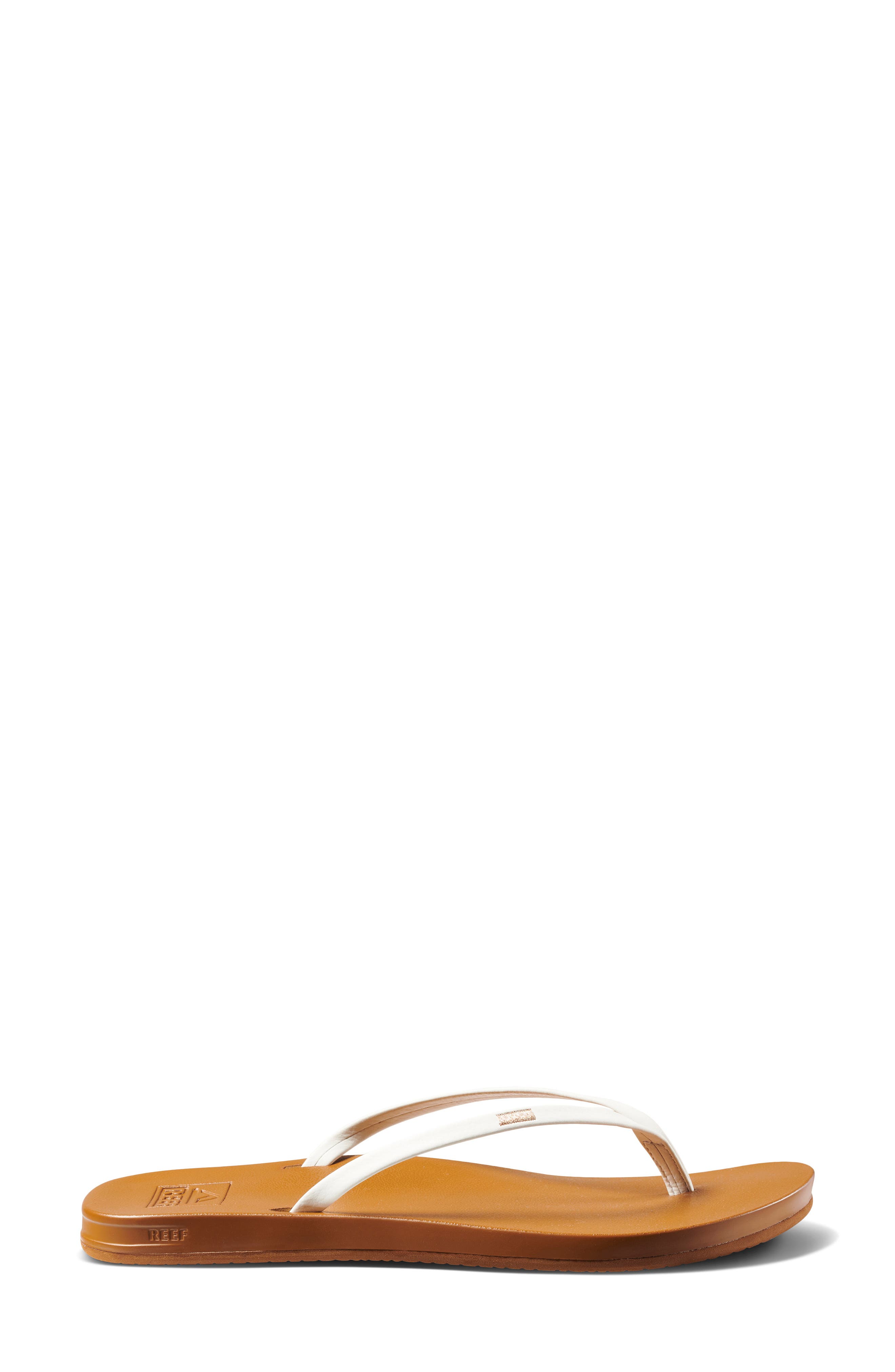 Reef Cushion Bounce Slim Flip Flop, Alternate, color, White/Tan