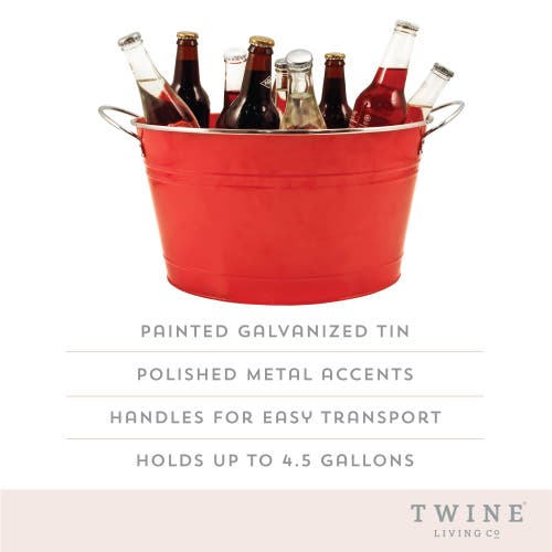 Twine Big Red Galvanized Metal Beverage Tub In Red