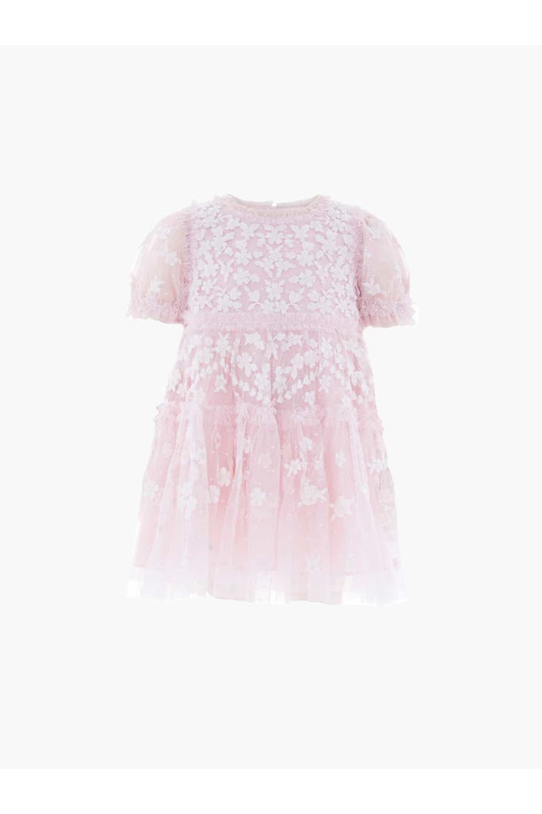 Garland Ribbon Baby Dress, Alternate, color, Peony Pink/Cream