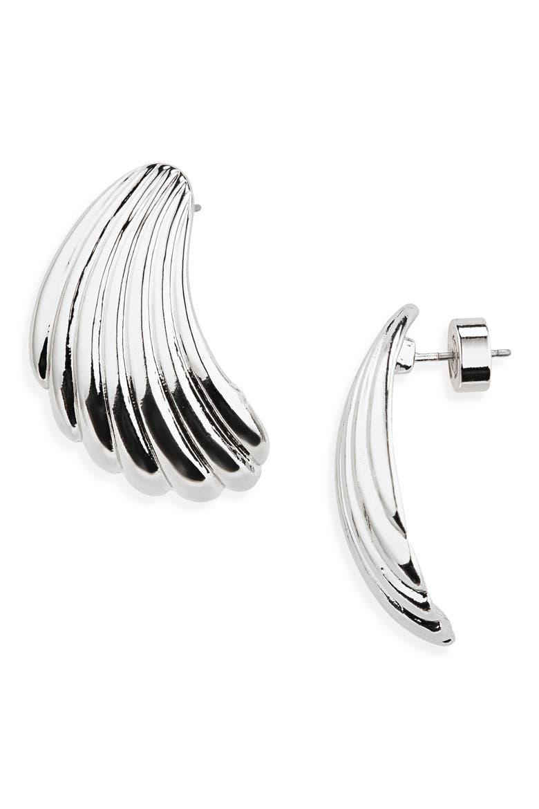 Shell Post Earrings, Main, color, SILVER