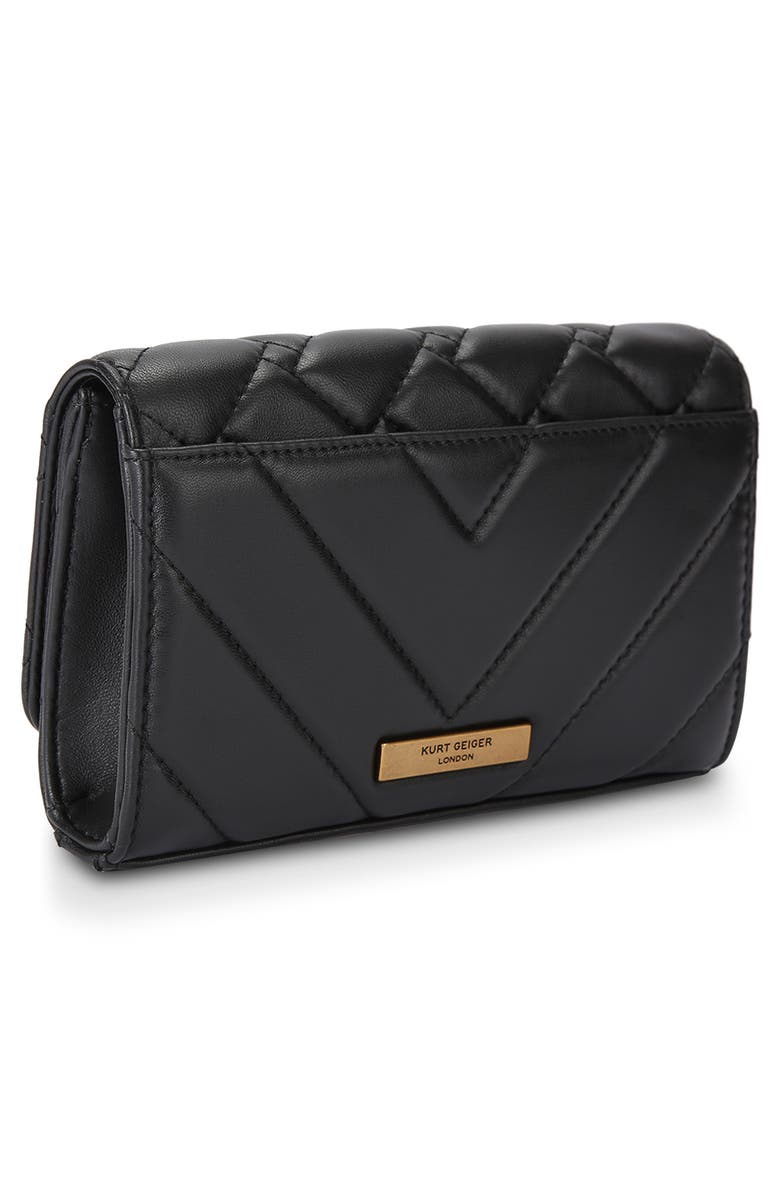 Kurt Geiger London Extra Mini Kensington Quilted Leather Wallet on a Chain, Alternate, color, Black