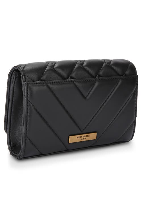 Kurt Geiger London Extra Mini Kensington Quilted Leather Wallet On A Chain In Black