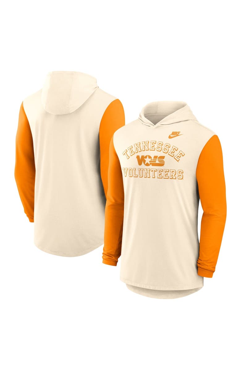 Nike Men's Nike Natural/Tennessee Orange Tennessee Volunteers Legacy Color-Block Tri-Blend Performance Long Sleeve Hoodie T-Shirt, Main, color, 