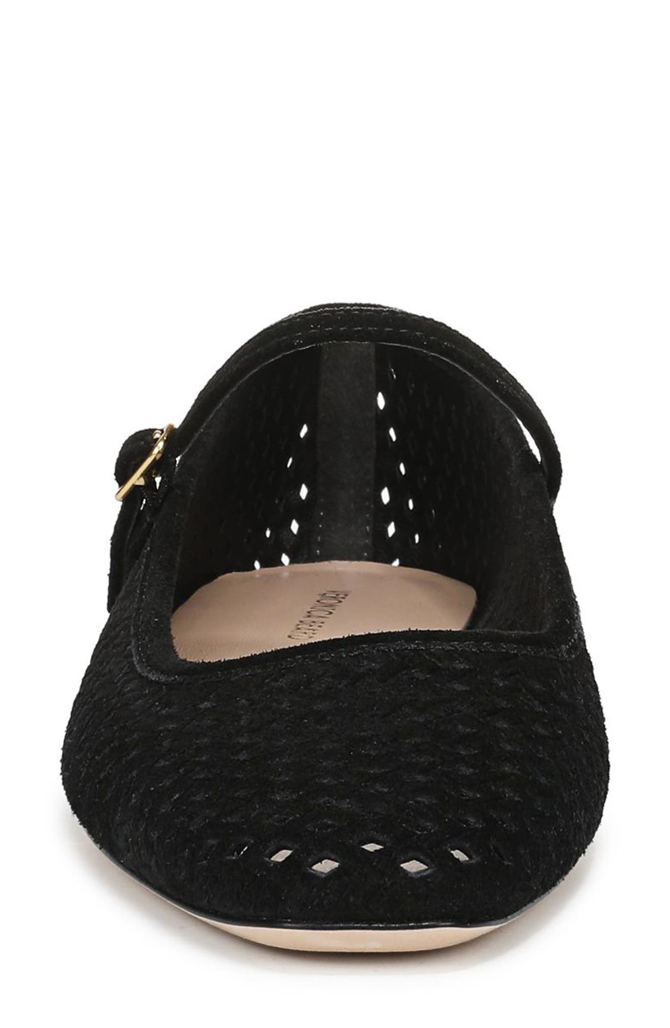 Ellie Perforated Mary Jane Ballet Flat, Alternate, color, BLACK SUEDE