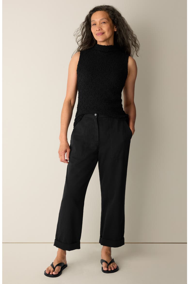 Organic Cotton Straight Ankle Pants, Alternate, color, BLACK