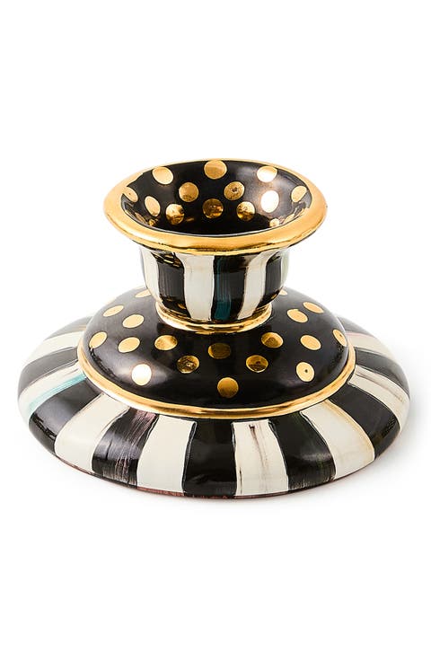 Courtly Check Small Ceramic Candleholder