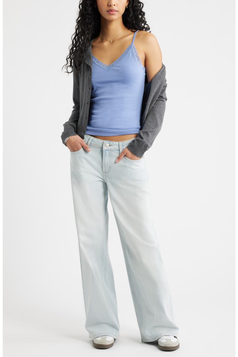 Lace Trim V-Neck Camisole, Alternate, color, BLUE FROST
