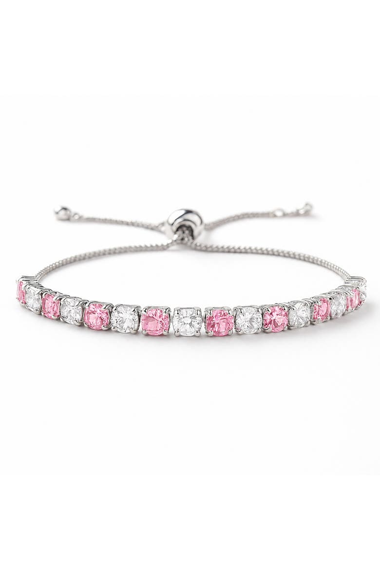 Created Adjustable Tennis Bracelet, Main, color, Pink