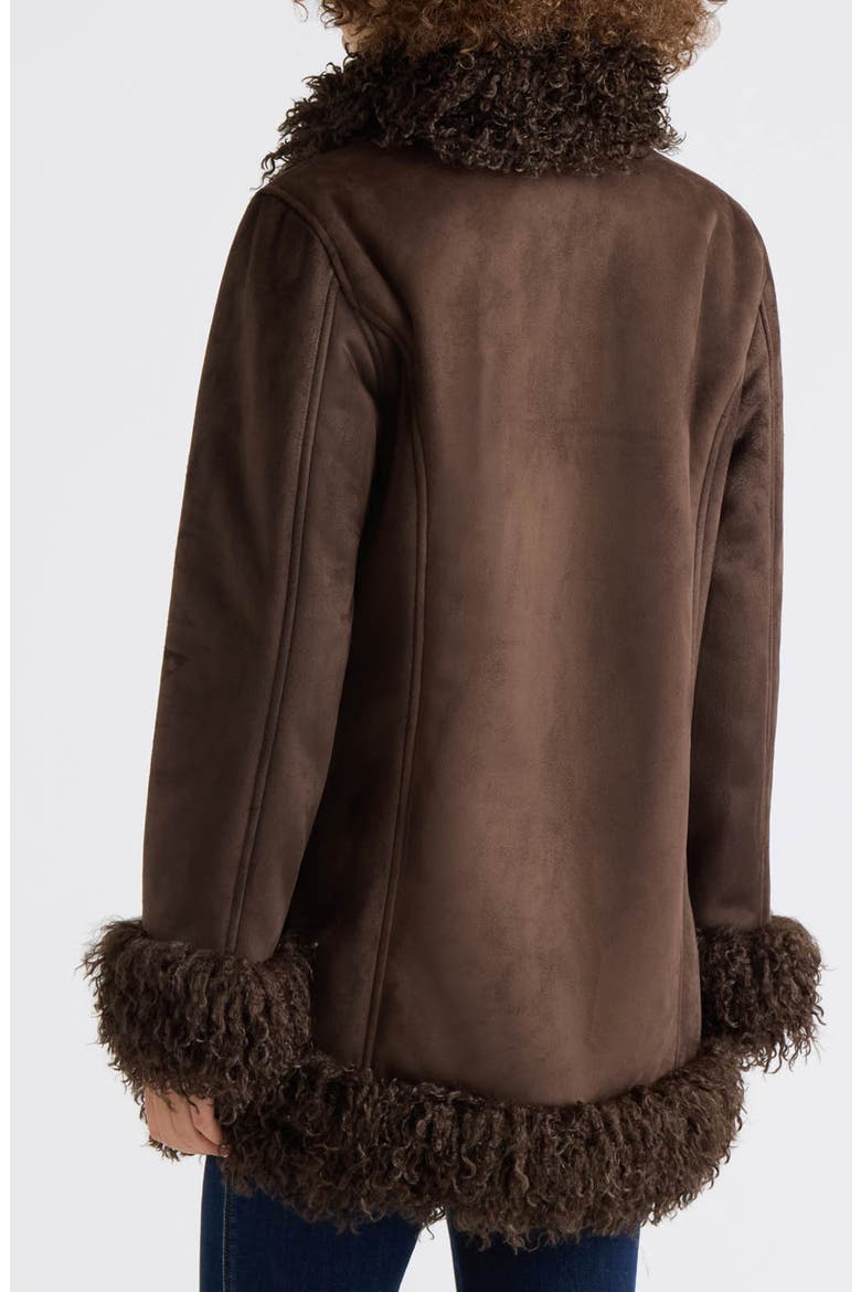 Liv Faux Fur & Faux Shearling Jacket, Alternate, color, CHOCOLATE