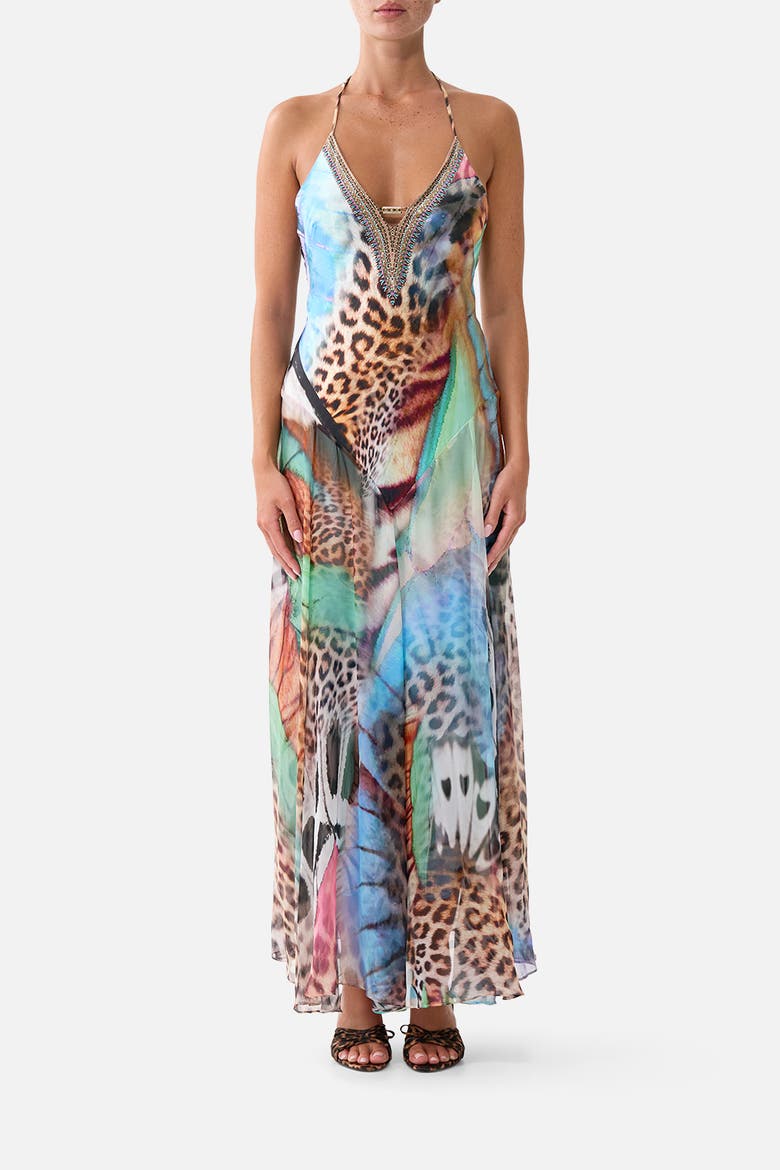 Hardware Detail Slip Dress, Main, color, Butterfly Bohemia