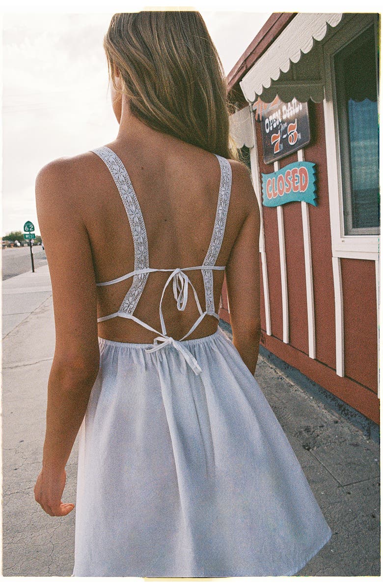 NASTY GAL Lace Mix Bow Mini Dress, Alternate, color, White