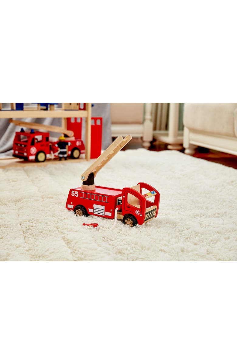 Pintoy Wood Toy Fire Engine, Alternate, color, Red