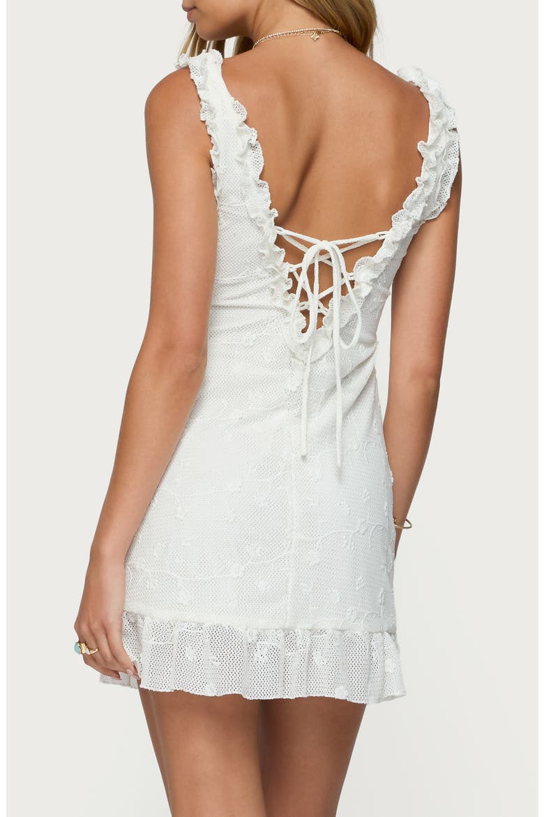 Shayla Ruffle Trim Minidress, Alternate, color, WHITE