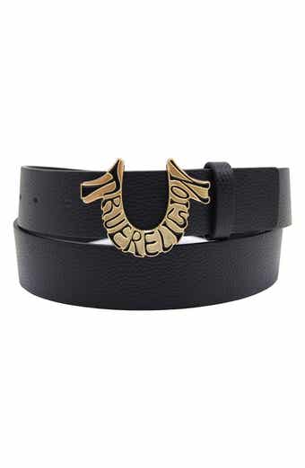 True Religion Shoup Logo Buckle Leather Belt