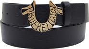 True Religion Shoup Logo Buckle Leather Belt