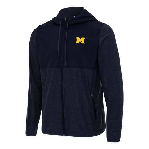 Men's Antigua Navy Michigan Wolverines Sway Full-Zip Hoodie