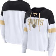 FANATICS Women's Fanatics Branded White/Black New Orleans Saints Plus Size Even Match Lace-Up Long Sleeve V-Neck Top