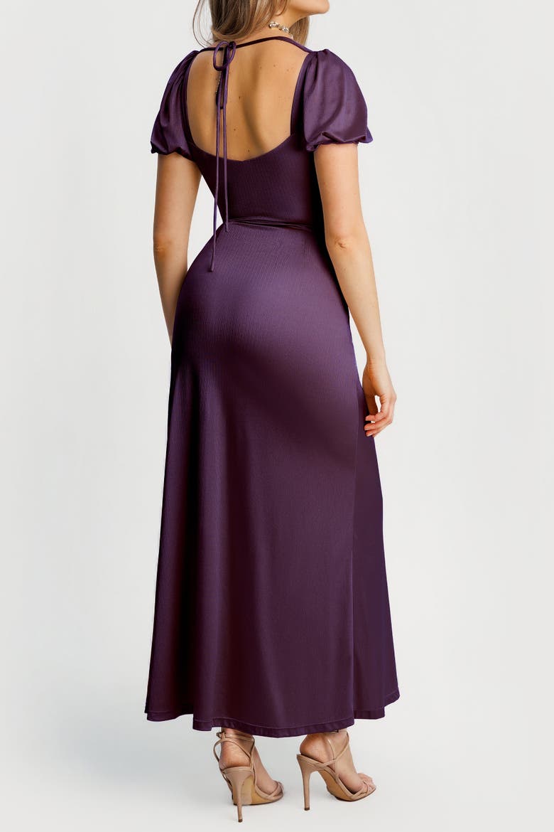 Shapewear Square Neck Slimming Sculpting Maxi Dress with Sleeves, Alternate, color, Violet