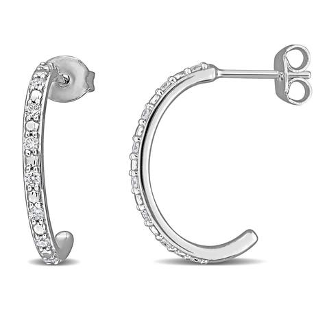 Lab-Grown Diamond C Hoop Earrings Sterling Silver