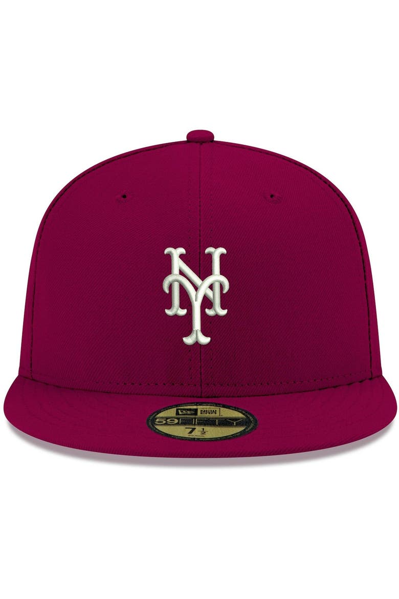 Men's New Era Cardinal New York Mets White Logo 59FIFTY Fitted Hat, Alternate, color, Cardinal