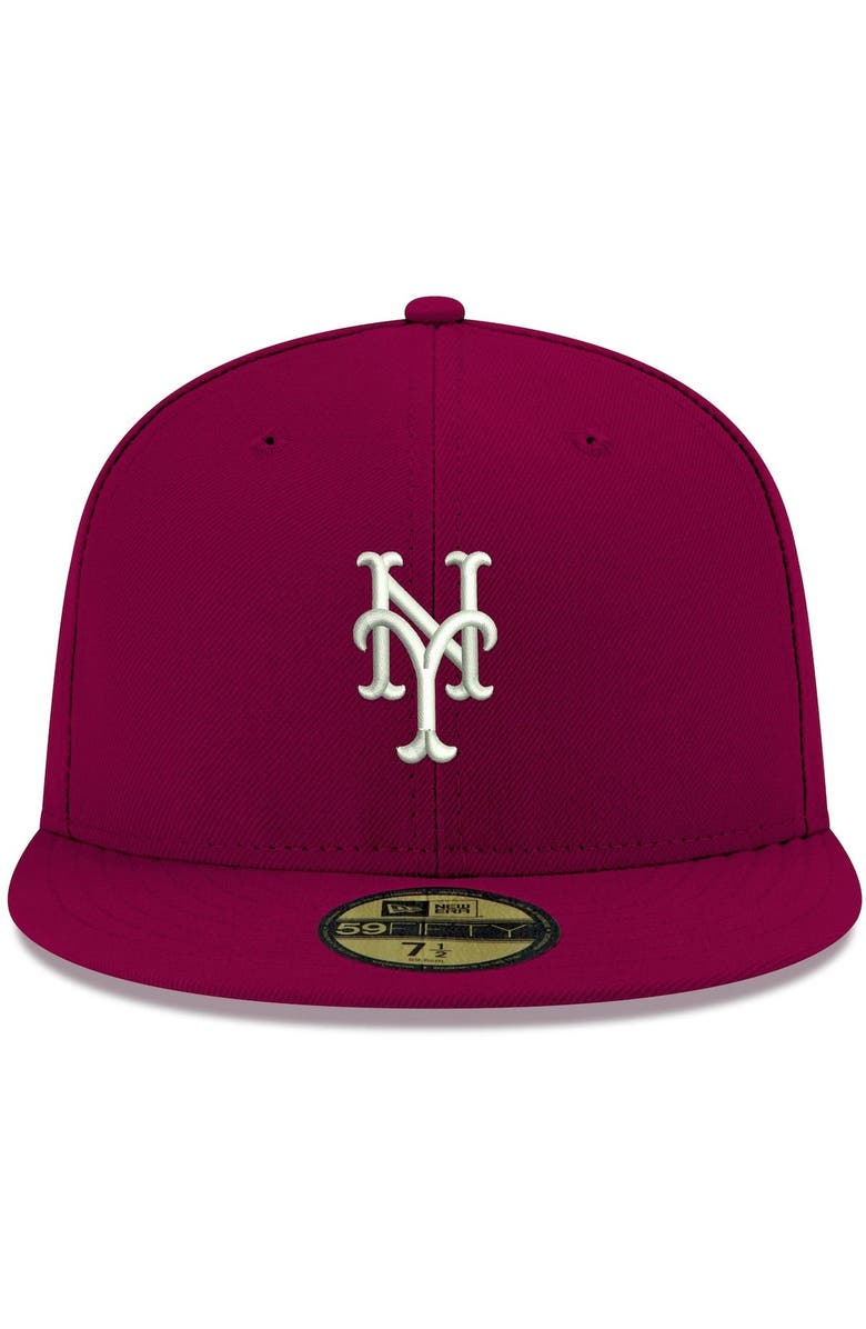 New Era Men's New Era Cardinal New York Mets White Logo 59FIFTY Fitted Hat, Alternate, color, Cardinal