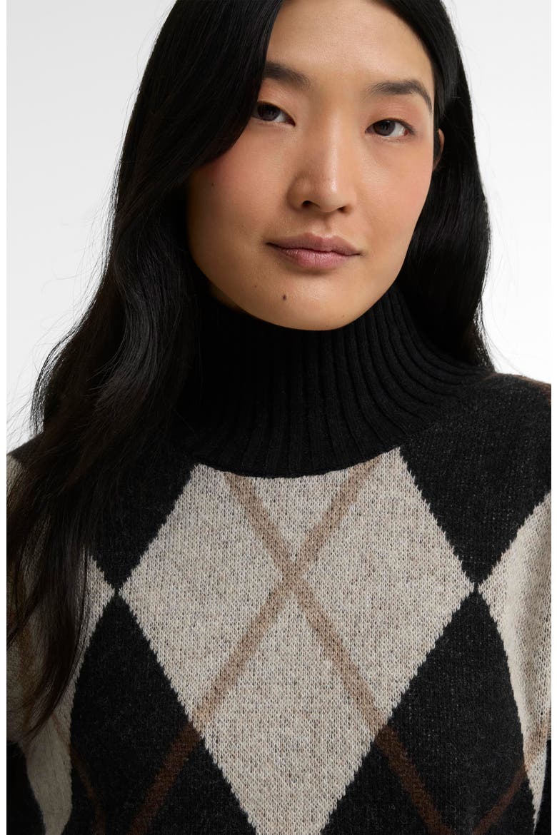 Marlow Argyle Wool Blend Funnel Neck Sweater, Alternate, color, BLACK MULTI