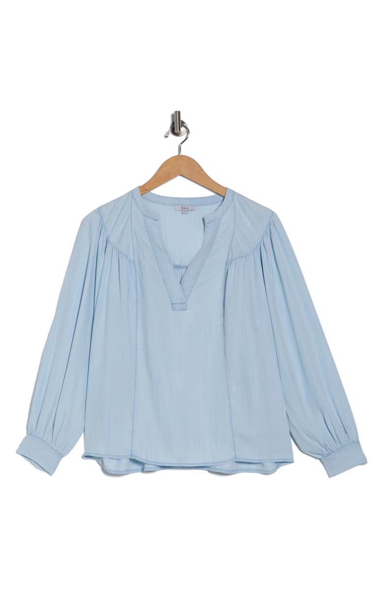 Rails Fable Split Neck Chambray Top, Alternate, color, Light Vintage