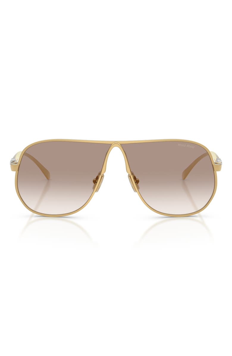 Miu Miu 66mm Oversize Pilot Sunglasses, Main, color, Gold/ Clear Gradient Brown