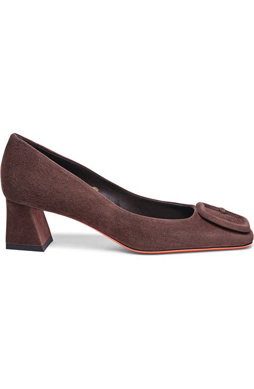 Santoni Women's Hasmig Tonal Buckle Suede Pump in Brown 